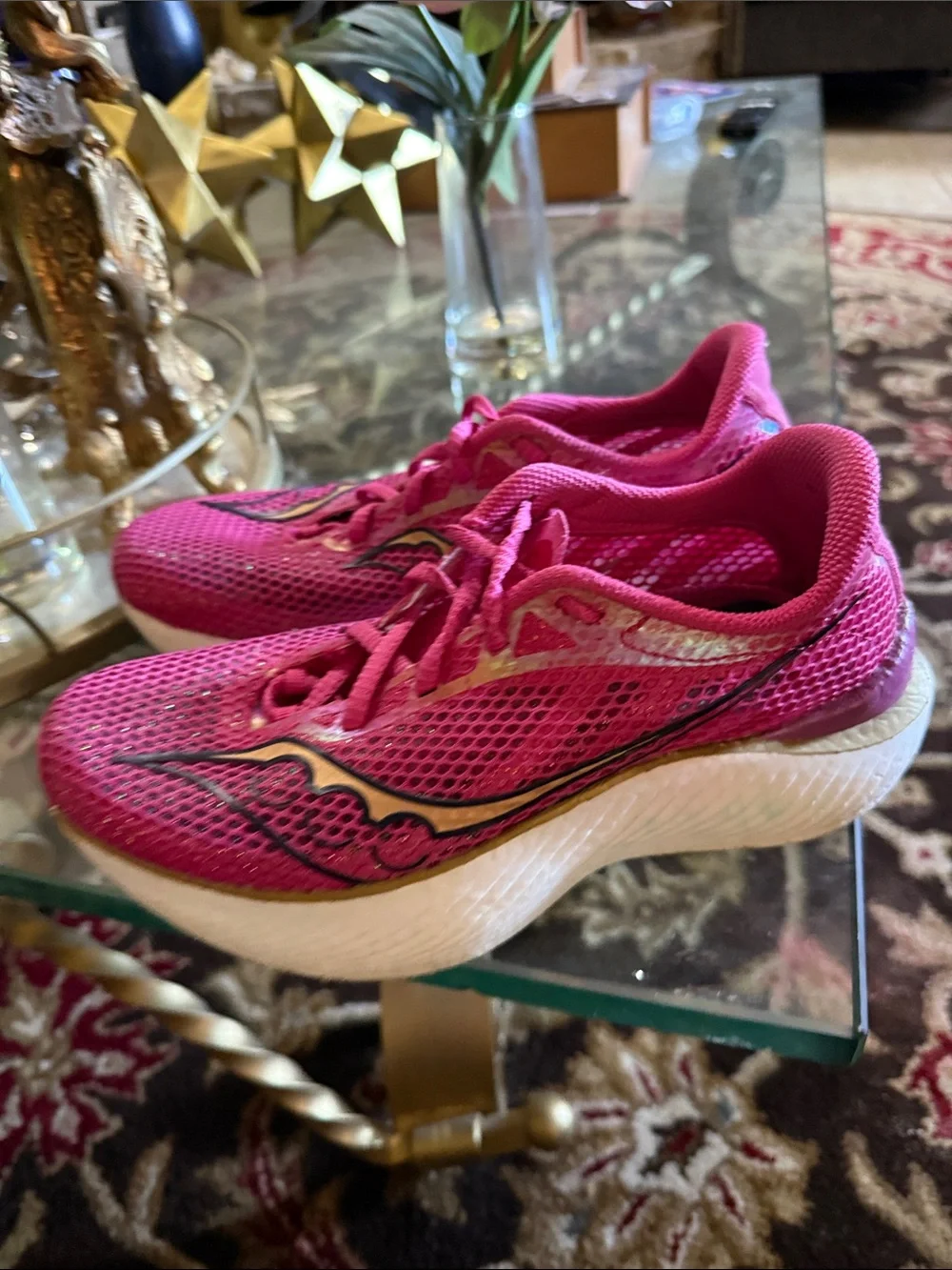 Saucony Hot Pink Women's Athletic Running Shoes with White Sole